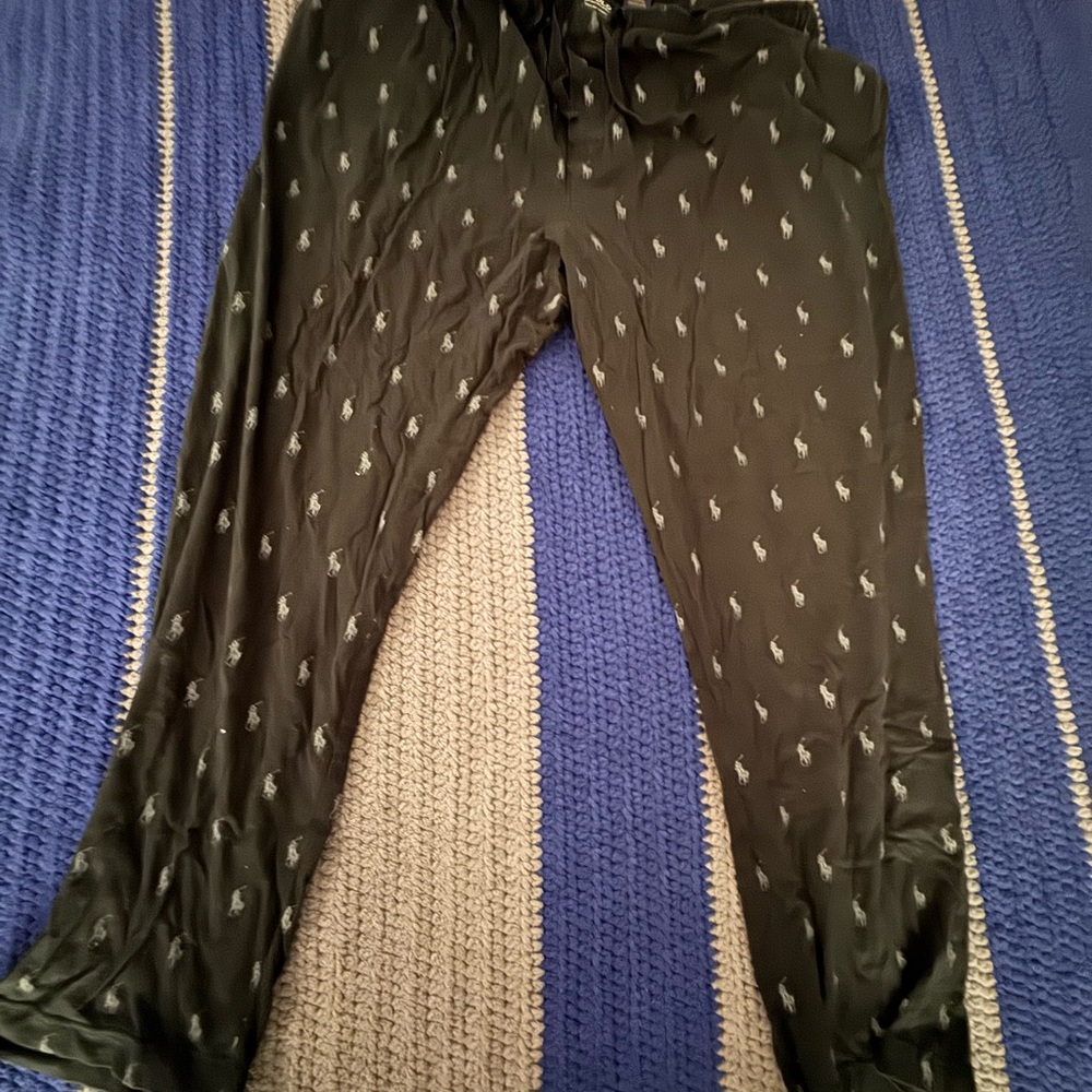 Polo by Ralph Lauren Black Joggers with White Logo Pattern
